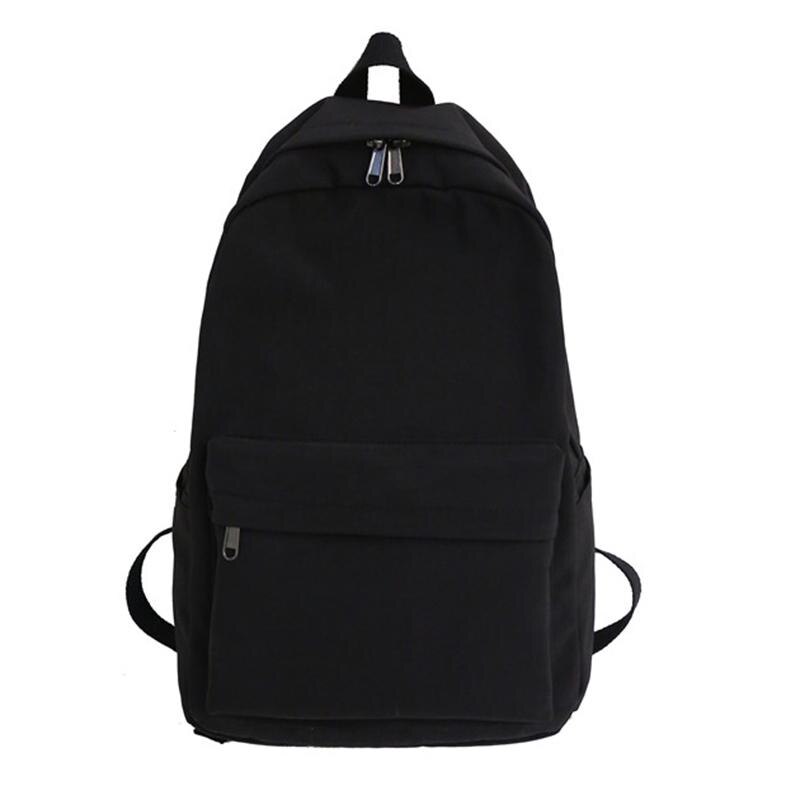 2022 Women Backpack Solid Color Shoulder Bag School Bag For Teenage Girl Children Female: Black