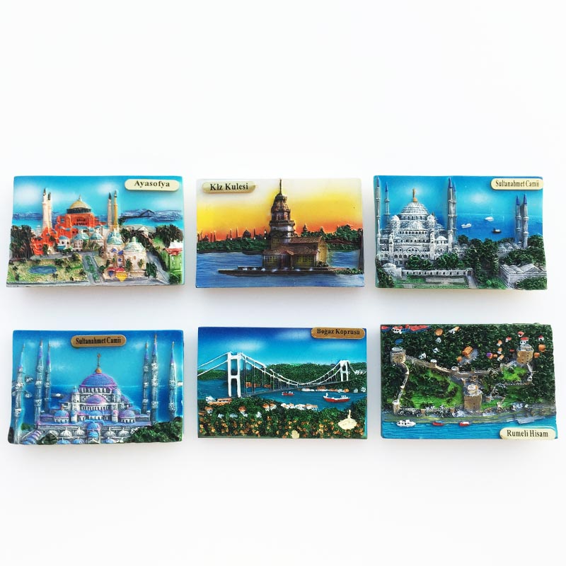 Europe Travel Refrigerator Stickers Turkey Istanbul Bodrum Landmark Tourist Attractions Resin Souvenir Decoration Collection