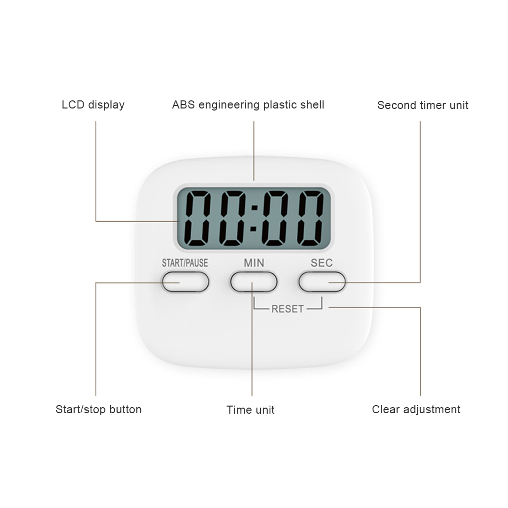 1pcs Multifunctional Digital Kitchen Timers Battery Operated with Magnet and Stand Large Digits For Baking Study Beauty