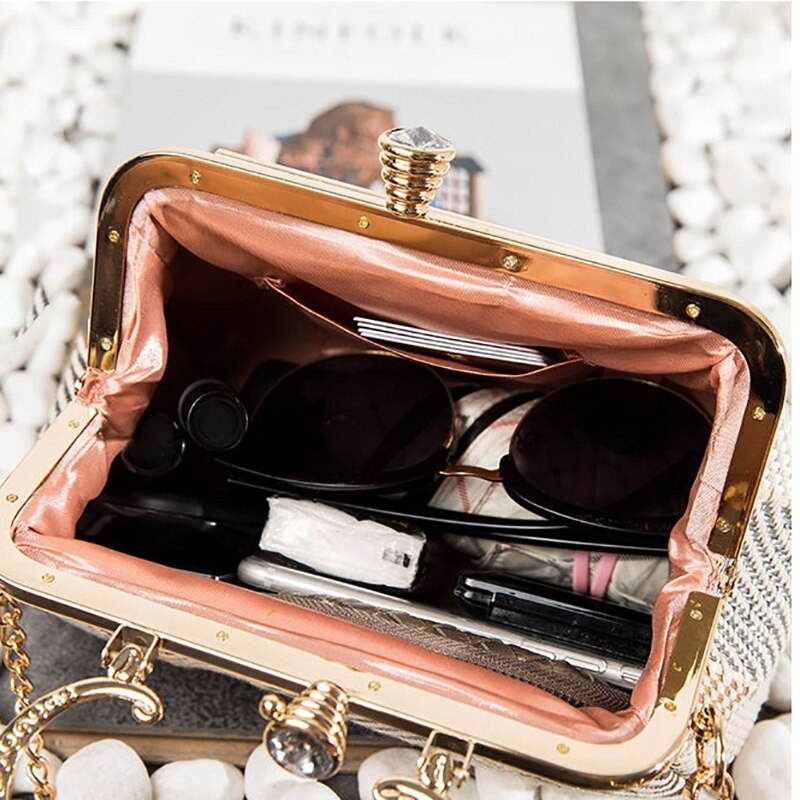 Auau-Vintage Mode Kus Lock Shell Tassen Vrouwen Tas Keten Schoudertas Crossbody Tas Vrouwen Handtas