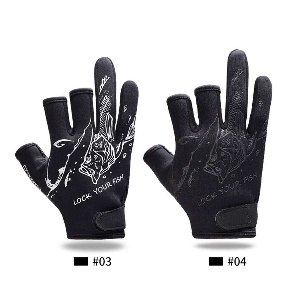 Fiskehandskar m/l/xl storlek skuren trefingerhandskar slitstarka fiskehandskar