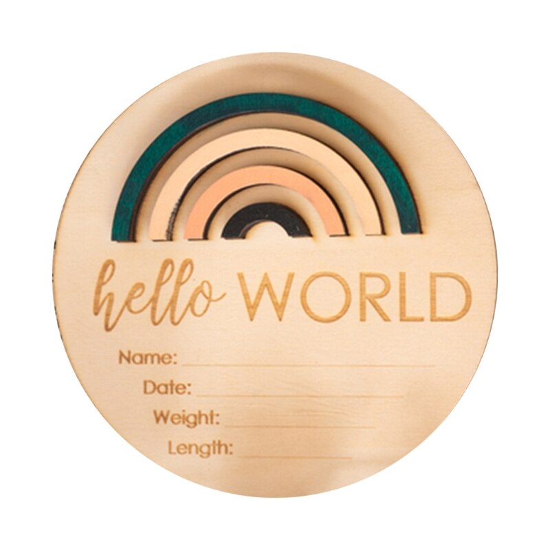 Wooden Rainbow Milestone Cards Growth Commemorate Baby Birth Monthly Recording Card Newborn Infants Shower: 1