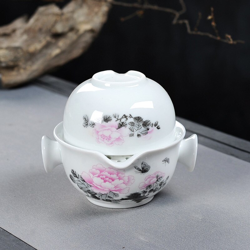 Chinese landscape painting travel tea set Include 1 Pot 1 Cup,Beautiful and easy teapot kettle,kung fu teaset gaiwan