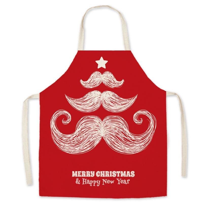 Christmas Anti-greasy Kitchen Aprons for Cooking Adult Bibs Sleeveless Cotton Linen Aprons: A5 / S 45x56cm