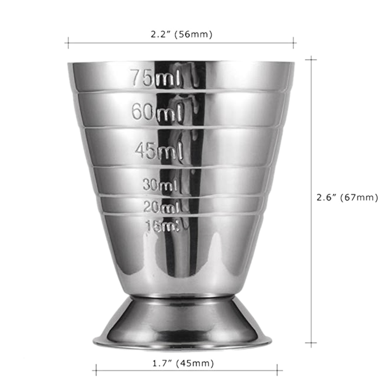 Measuring Cup Cocktail Jigger Stainless Steel Liquid Mini Up to 2.5Oz, 5Tbsp, 75Ml,Silver