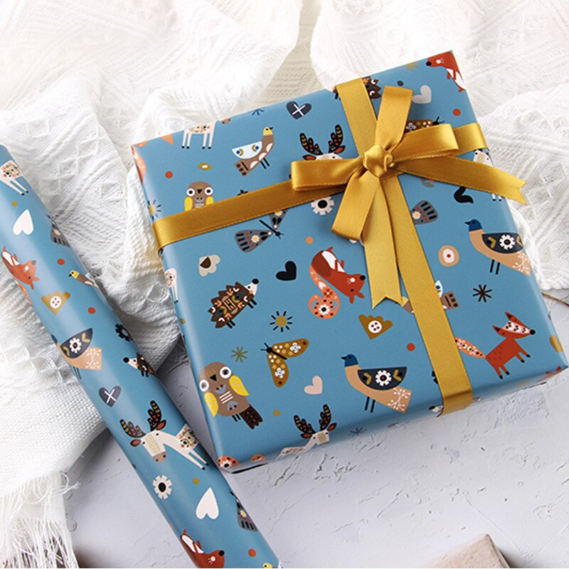 50x70CM Cute Paper Cartoon Toy Wrapping Paper Birthday Wrapping Paper DIY Student Dormitory Wallpaper Bag Book Paper: 04 5sheets