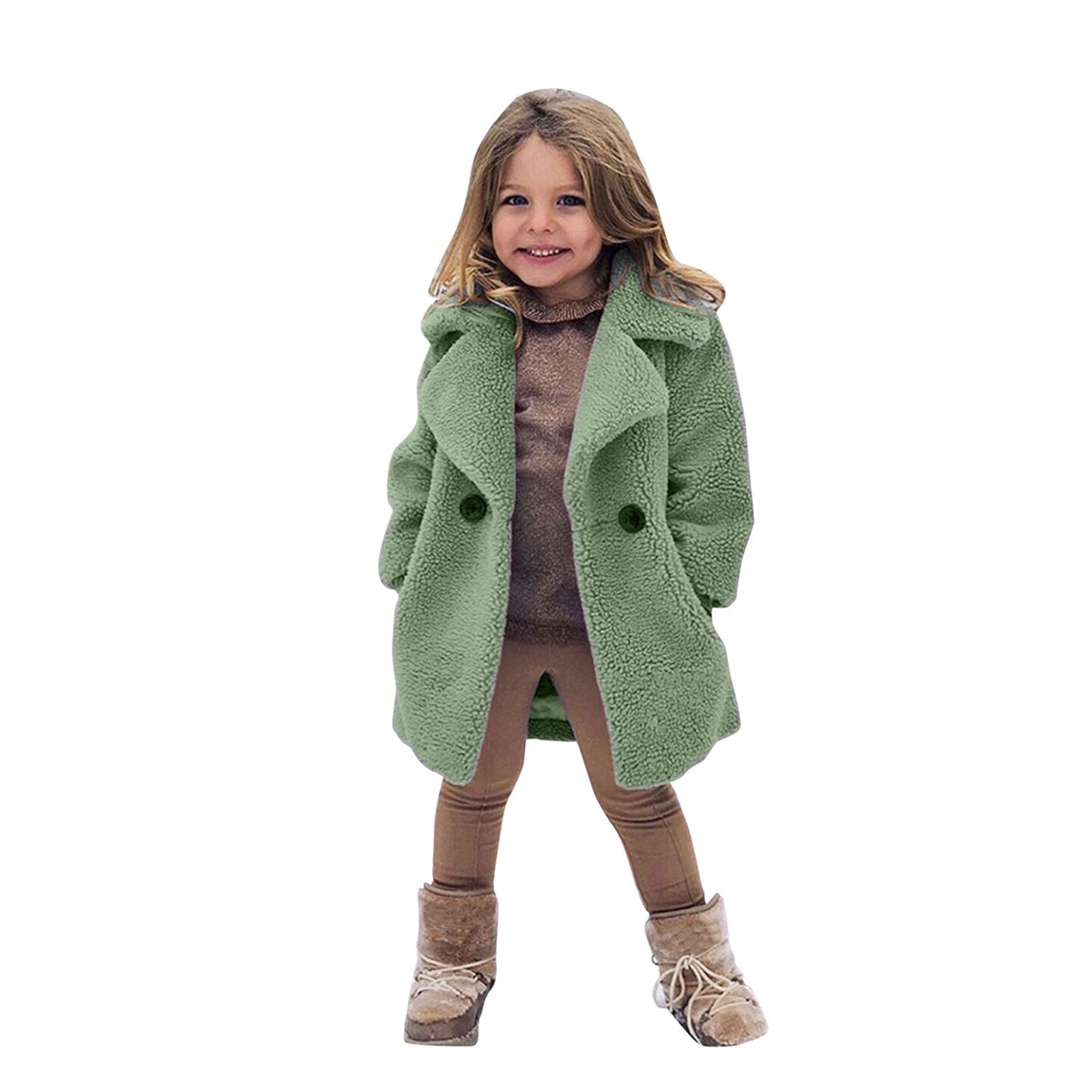 Toddler Baby Kids Girls Windproof Winter Solid Coat Thicken Warm Outwear Clothing Clothes Among Kids Girsl Boys Birthday Party: green / 3T