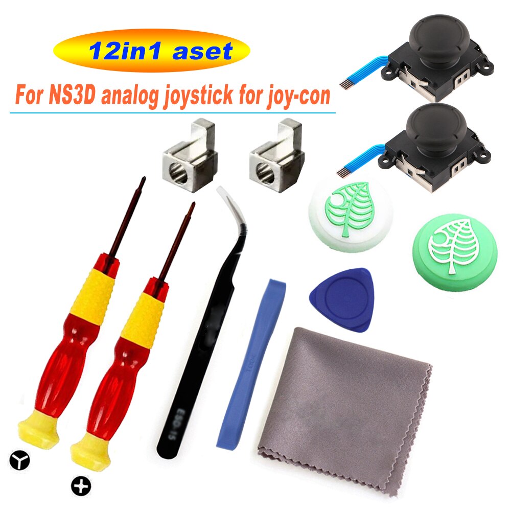 3D Analog Joycon Joystick Thumb Sticks Sensor Replacements Accessories For Nintend Switch Joy Con Controller Housing w/ Tool Kit: 12in1C