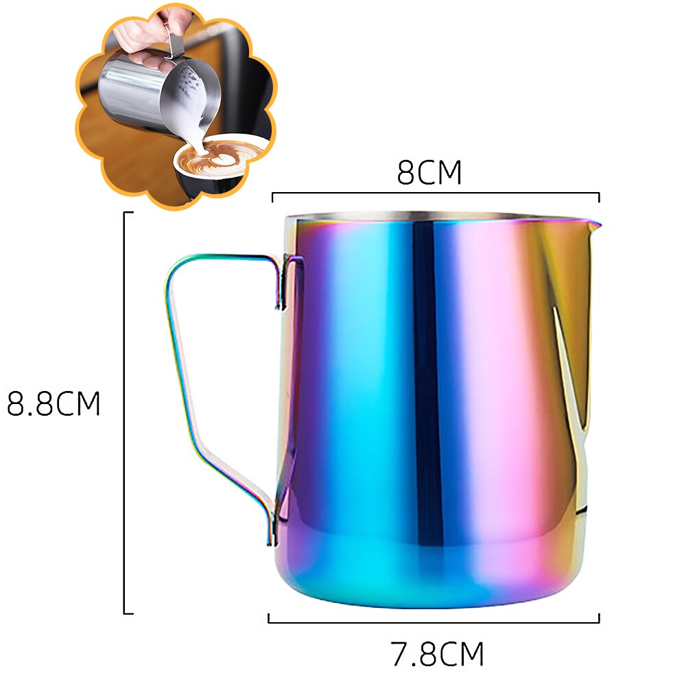 kitchen Home Coffee Milk Pitcher 350ml Stainless Steel Latte Art Frothing Jug Supplies Cappuccino Espresso With Scale Frother: C