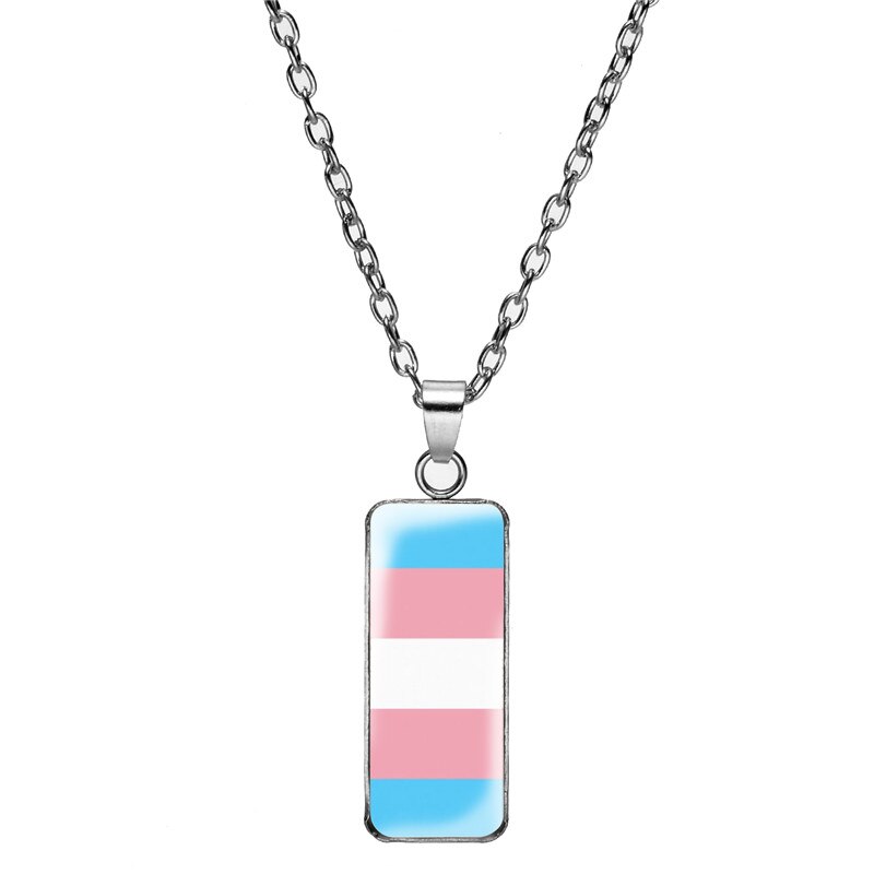 Lgbt Gay Pride Flags Necklace they Theirs Pronouns Rainbow Pride Flag Necklaces Pendant Art Print Rectangular Jewelry лгбт: Style 14