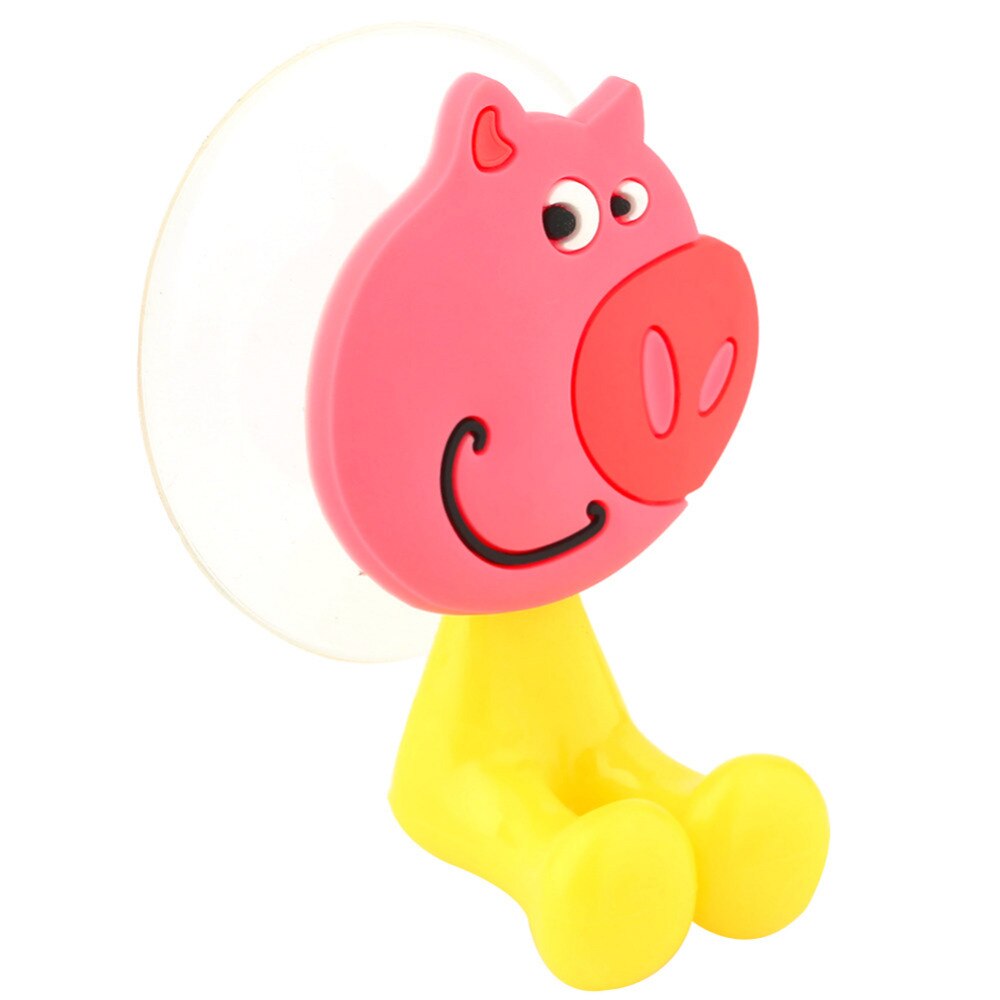 Cuidado del bebé lindo dibujo Animal forma titular ventosa ganchos de succión conjunto colgante bebé soporte para cepillo dental infantil accesorios de baño: Pig