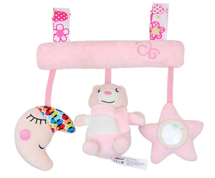 Baby Spielzeug Rasseln Nette Rosa Bär Musik Querlatte Krippe Mobile Neugeborenen Spielzeug für Kinderwagen Hängende Bett Plüsch Pädagogisches Spielzeug: Default Title