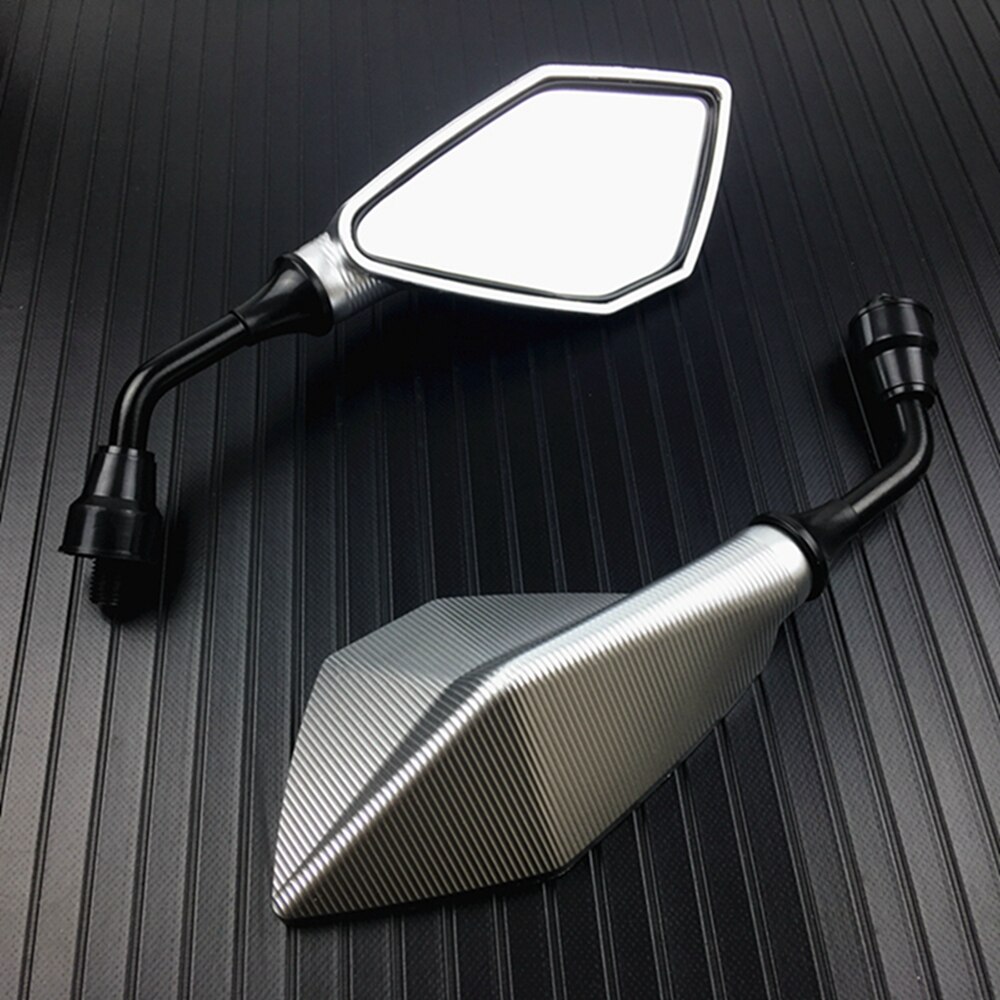 Espejo retrovisor para motocicleta, retrovisores convexos para Scooter y Motocross, electromóvil, lateral trasero, 10mm, 2 unids/par: Plata