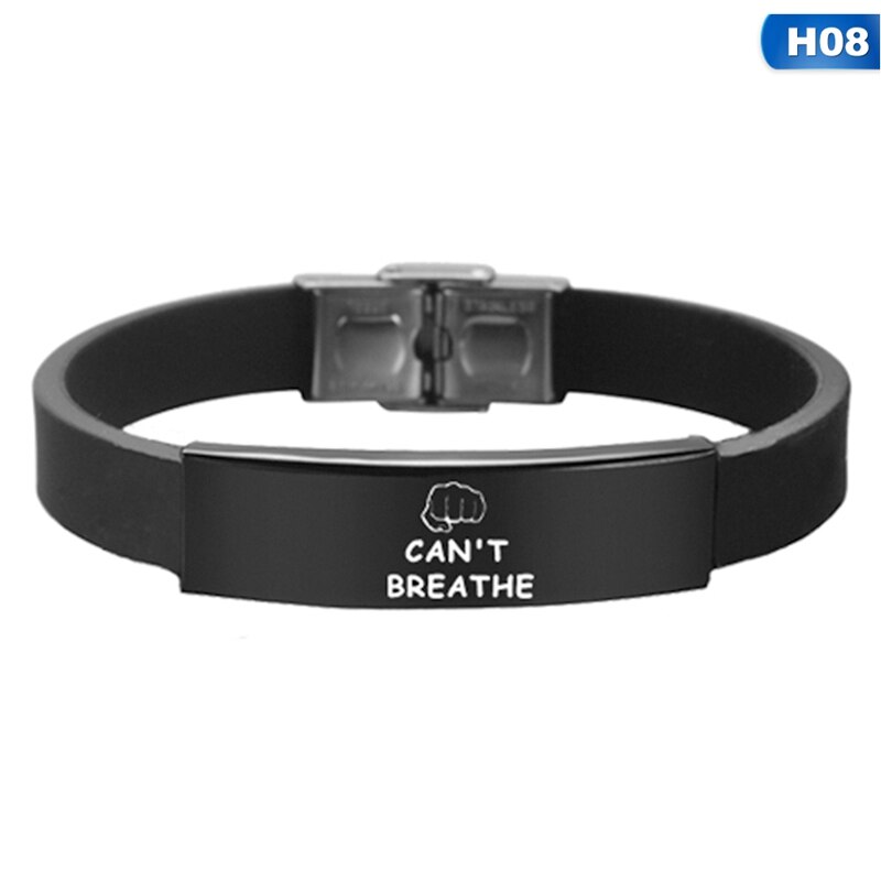 Zwart Leven Kwestie Amerikaanse Protest Ik Kan Niet Ademen Armband Vuist Silicagel Armbanden Siliconen Armbanden Mannen Vrouwen Sieraden: BL5867H08