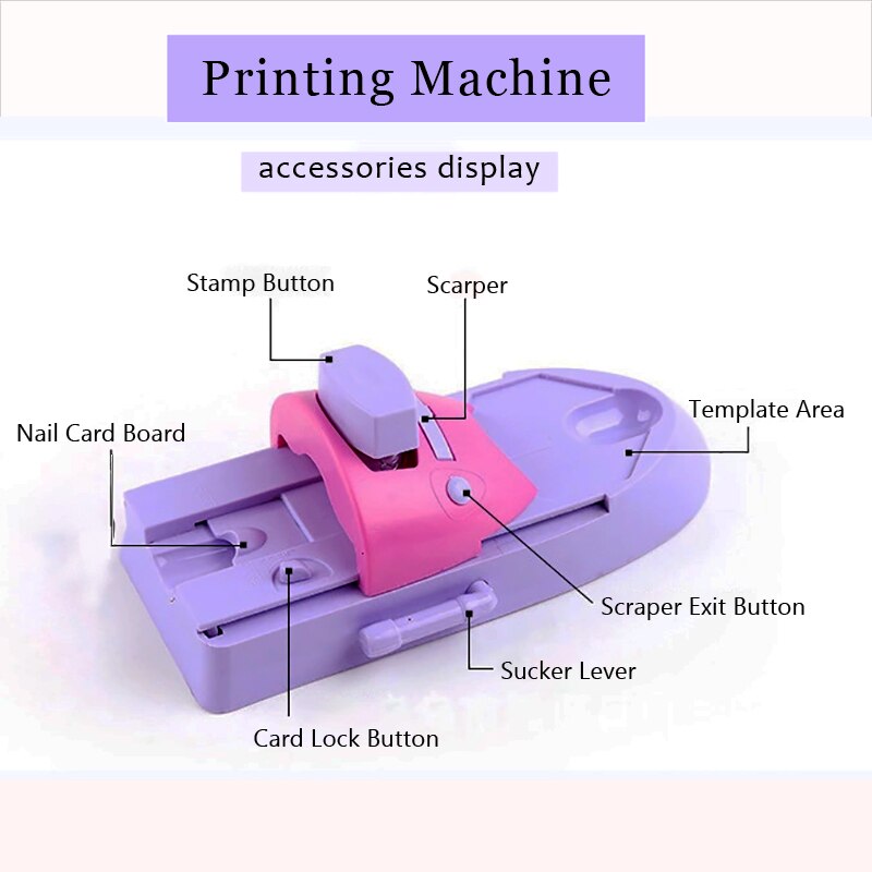 DIY 3d Nail Art Printer Nail Art Stamp Machine Printing Manicure Set With 6 Metal Pattern Plates Scraper