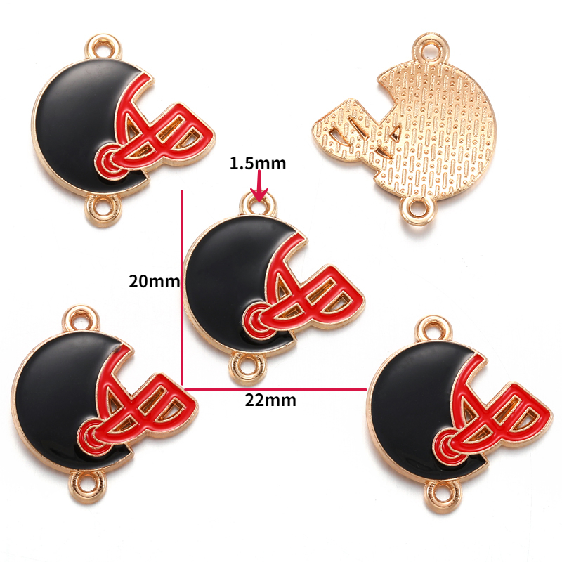 10 stuks geëmailleerde rugby-, voetbal- en badmintonracketbedeltjes voor armbanden, sleutelhangers, kettingen en sieraden, accessoires voor het maken van sieraden  w363: Roségouden kleur