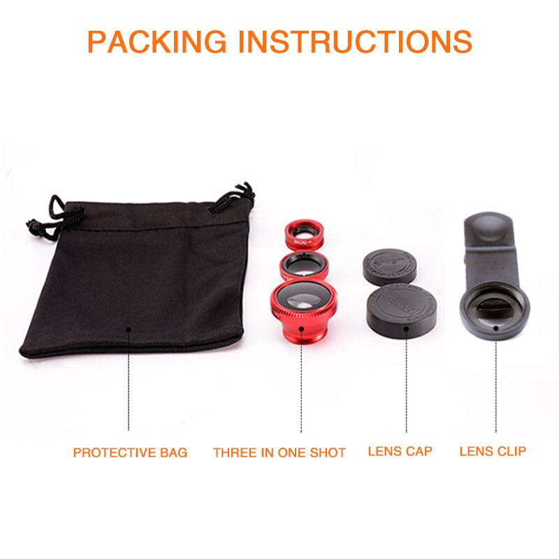 Conjunto de microcámara de ojo de pez 3 en 1, gran angular, ojo de pez móvil con Clip 0.67x, para iPhone y Samsung, Zoom óptico extendido