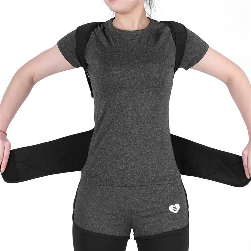 Verstelbare Terug Houding Corrector Riem Ondersteuning Wervelkolom Pijn Verlichten Schouder Lumbale Terug Ondersteuning Houding Corrector Riem Voor Volwassen: Black XL