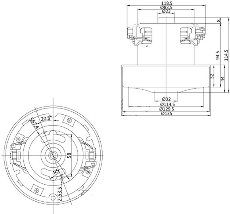 24Kpa 50HZ 220V 1200W Vacuum cleaner motor fan air blower