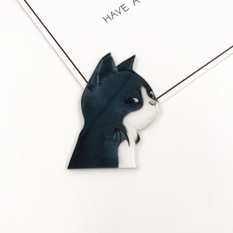 1Pcs Leuke Hond Cartoon Mode Broche Acryl Badge Kat Icoon Badge Pin Voor Kids Party Decoratie op Zak Kleding: Gun Metal