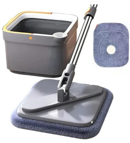 Handfreier faul quetschen Dreh Mopp mit Eimer, automatischer Bodenwischer, Nano-Mikrofasertuch, selbstreinigender quadratischer Mopp: Grün