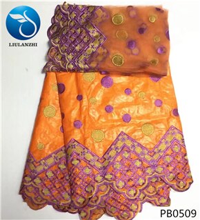 Tela bazin de algodón LIULANZHI africano tissu riche getzner brode getzner riche tela con cuentas con encaje de tul de 2 yardas PB05: PB0509