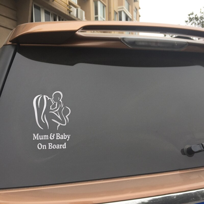 1Pc Moeder En Baby Aan Boord Auto Veiligheid Warining Stickers Creatieve Figuur Raamstickers Styling Reflecterende Waterdichte Paster 12*18Cm
