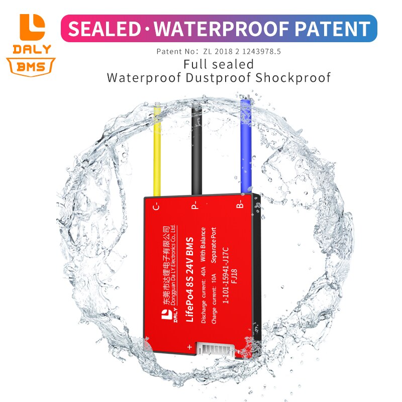 Daly BMS lithium battery pack seperate port with balance 8s bms lifepo4 24V 15A 20A 30A 40A 50A 60A 80A 100A 120A 150A for solar