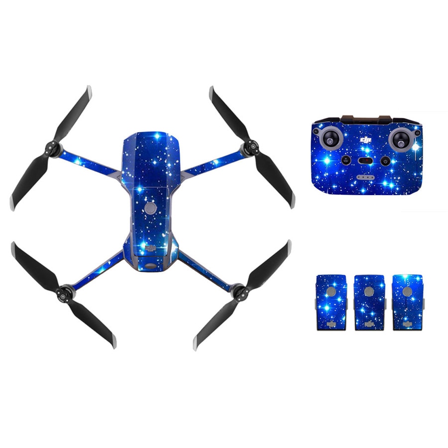 Blauwe Sterrenhemel Stijl Decal Skin Sticker Voor Dji Mavic Air 2 Drone + Afstandsbediening + 3 Batterijen Bescherming film Cover