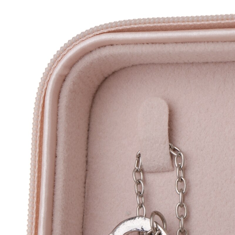 Portable Jewelry Storage Box Zipper Women Earring Ring Necklace Organizer Display Case Travel Accessory