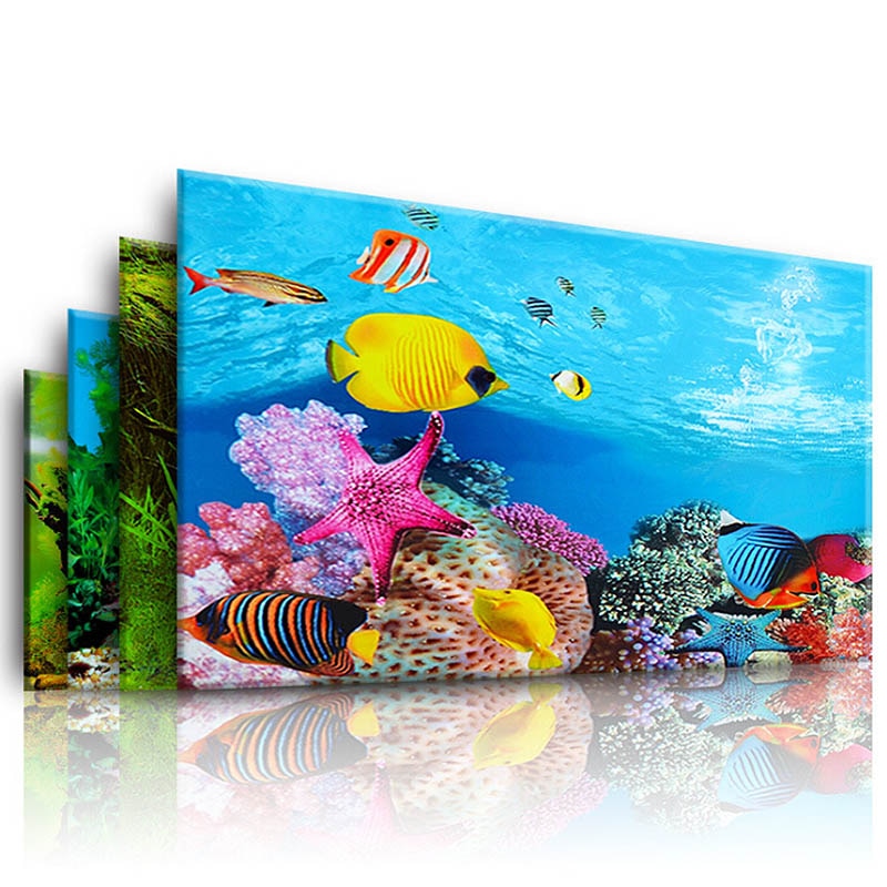 Fish Tank Background HD 3D Drawing Aquarium Glass Wall Background Drawing Double Sides Decorative Sticker
