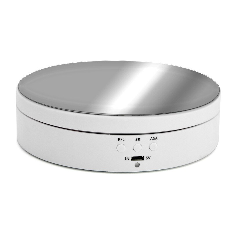 3 Speeds Swivel Plates Electric Rotating Display Stand Mirror 360° Turntable Show Holder Battery for Photography Video Shooting: white