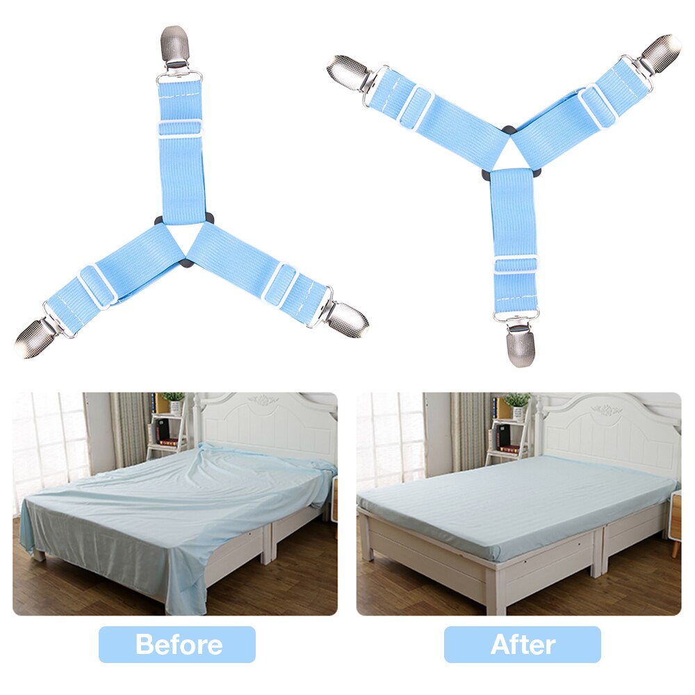Lot de 4 pinces à suspendre, cordon, crochet, boucle, fermoirs, élastiques réglables, housse de matelas, couvertures, attaches, clips pour draps de lit