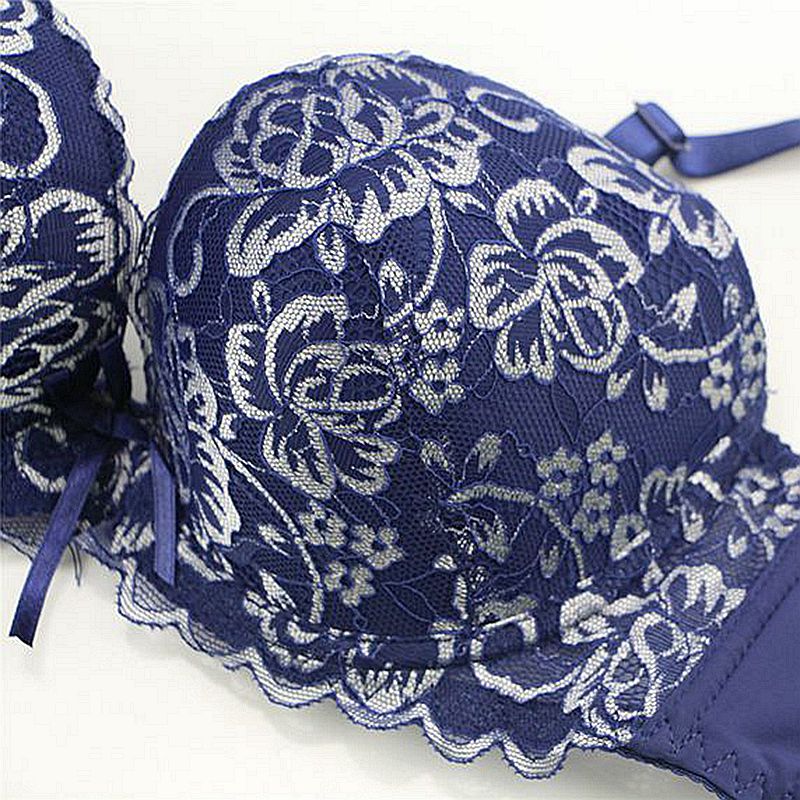 Sexede bh'er sæt print blonder dame plus size lingeri sæt bc skål broderi blå rødblomstret bh sæt dame intimer bh