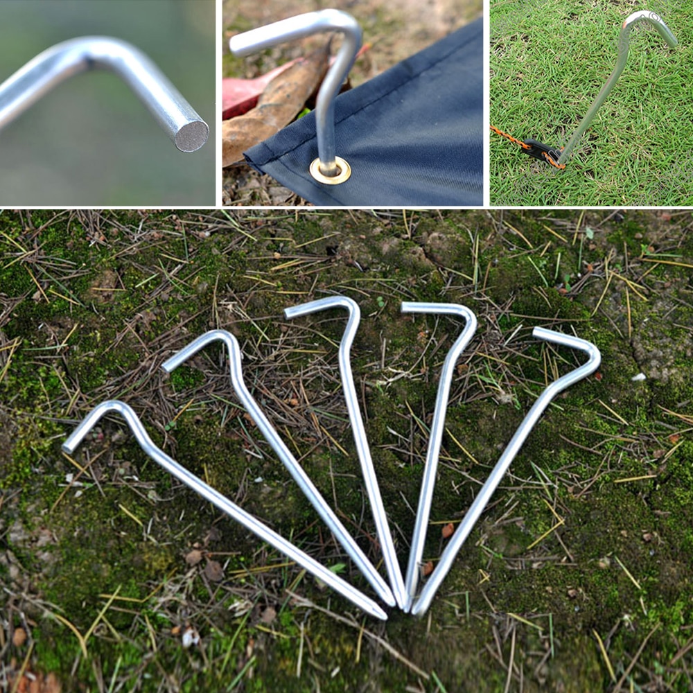 10 stk. 18cm telttilbehør pløkker sølvfarvet aluminiumslegering teltpløkke pælpind søm camping vandre rejseværktøj udendørs