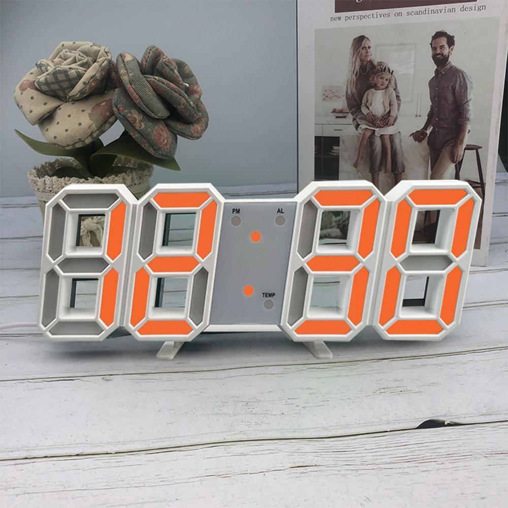 3d Led Digital Clock Glowing Night Mode Brightness Electronic Hanging Clock 24/12 Adjustable Table Hour Wall Clock Display T6c6