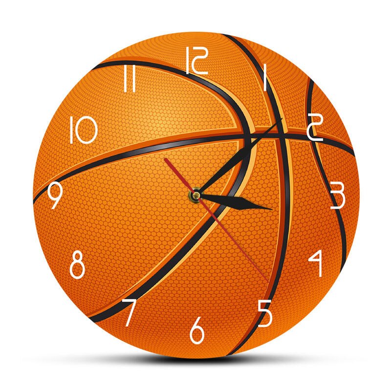 Basketball Ball 3D illusion Modern Printed Wall Clock Boy Room Nursery Wall Watch Silent Movement Timepiece Basketball Boys