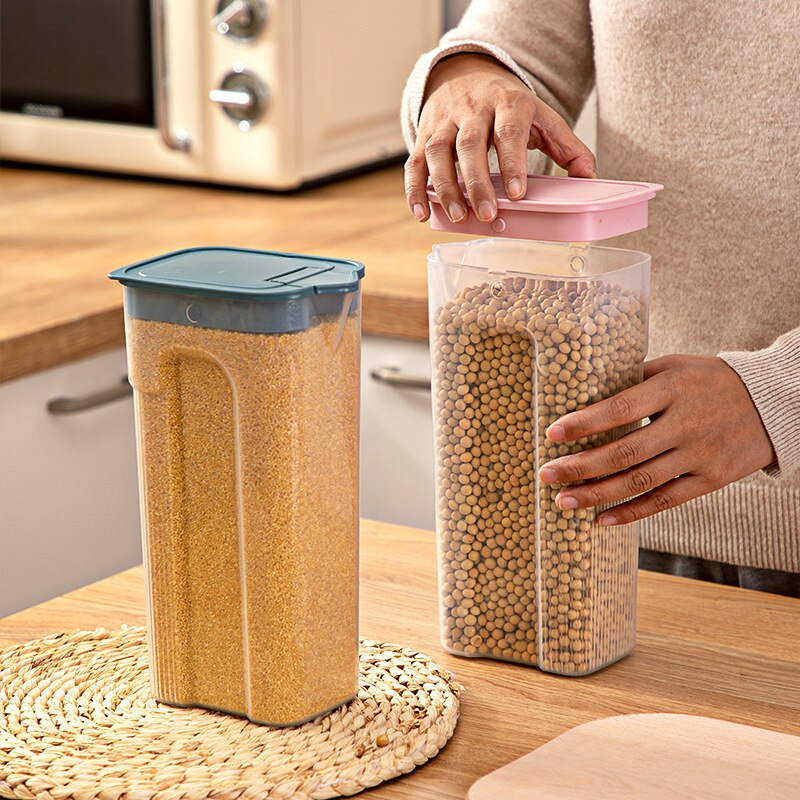 Tarro sellado transparente para cocina, caja de almacenamiento de cereales y granos para el hogar, organizador de latas herméticas, contenedor clasificado a granel