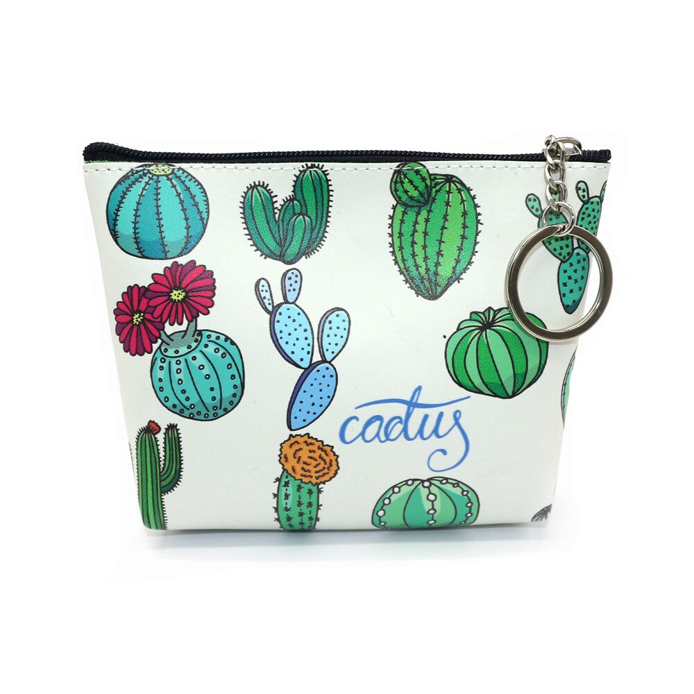Kaktus udskrivning pengepung kvinder tegnebog lille blomst lynlås tegnebog kortholder mønt pung kobling håndtaske billeteras: 2
