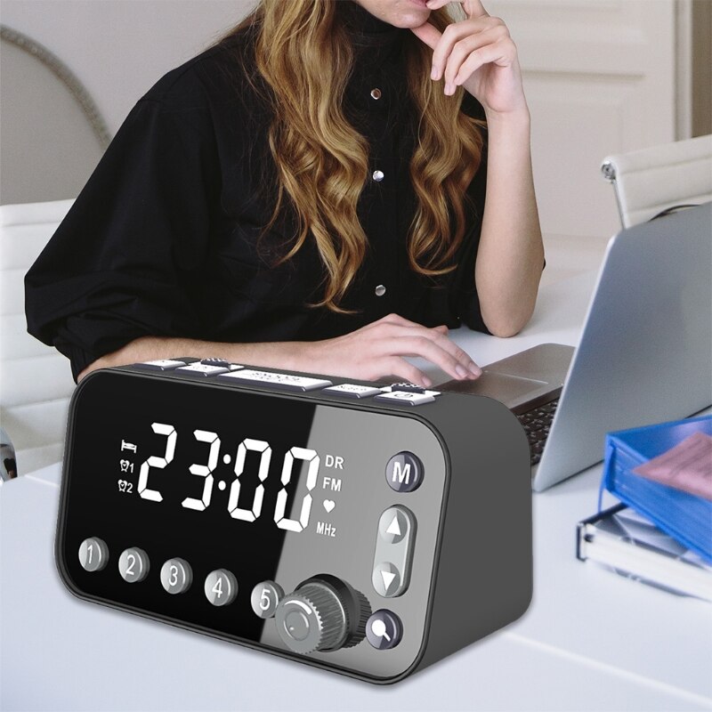Retro Bedside Digital Alarm LED Clock Large Screen DAB/FM Radio Dual Alarm Clock