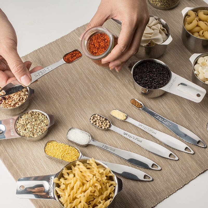 Cucharas medidoras de acero inoxidable juego de cucharas de Metal utensilios de repostería accesorios para hornear utensilios para casa cuchara medidora acero inoxidable cucharas de cocina cosas para el hogar y cocina