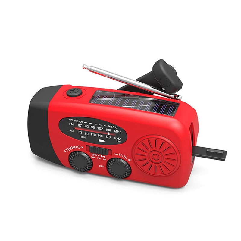 Solare di emergenza A Manovella A Mano Torcia Elettrica Della Torcia Elettrica Della Dinamo Luminoso 3 Lampada di Illuminazione A portato sono/FM NOAA Radio Solare Metà -gruppo musicale Radio: Rosso