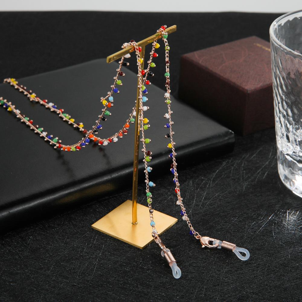 Skyrim Boho Women Colourful Beaded Glasses Chains Holder Metal Eyeglasses Cord Neck Strap Rope Lanyard for Sunglasses