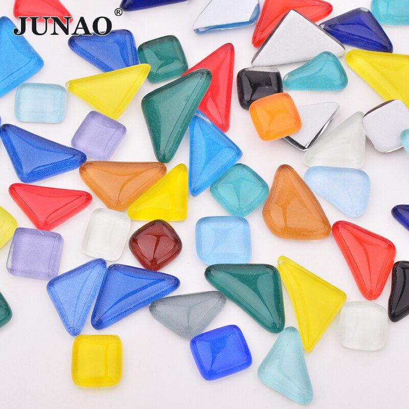 JUNAO 20 piezas-mosaico de piedras de vidrio para niños, piedras de vidrio Mosalic, guijarros de vidrio, Material artesanal, puzle, DIY, fabricación de mosaico
