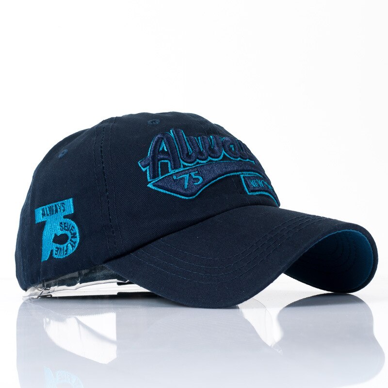 Roxcober heren katoenen letterborduurwerk baseballpet snapback hoed outdoor gorra hombre casquette homme vizieren caps 4002: Blauw