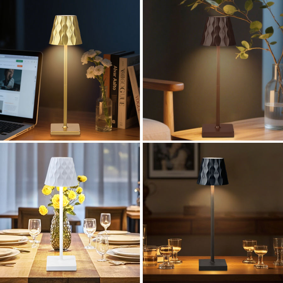 Led-vandbølgebordlampe enkel sengelampe dæmpbar natlampe læselampe restaurant café dekorativ lampe