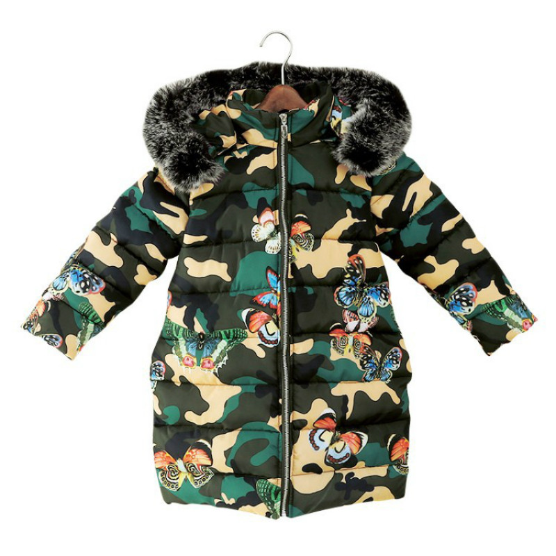 Meisje Winter Jas Kinderkleding Katoen Gevoerde Kleding Meisjes Camouflage Gedrukt Verdikking Kleding Kids Capuchon