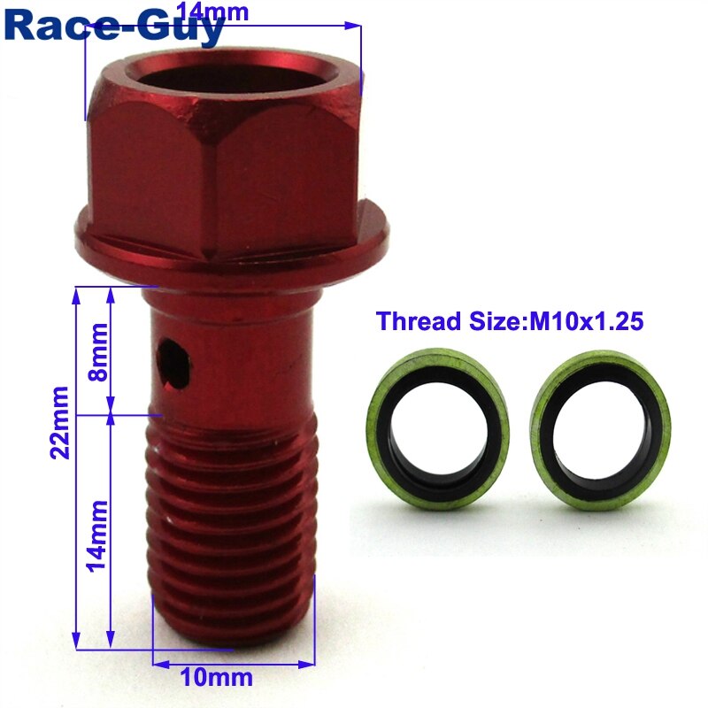 Red M10x1.25 Banjo Bolt For Pit Dirt Bike ATV Quad Go Kart Moped Scooter Motorcycle Brake Oil Cooler