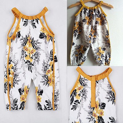 Baby Girls Clothes Baby Girls Floral Sleeveless Summer Jumpsuit Romper Clothes Outfits Set