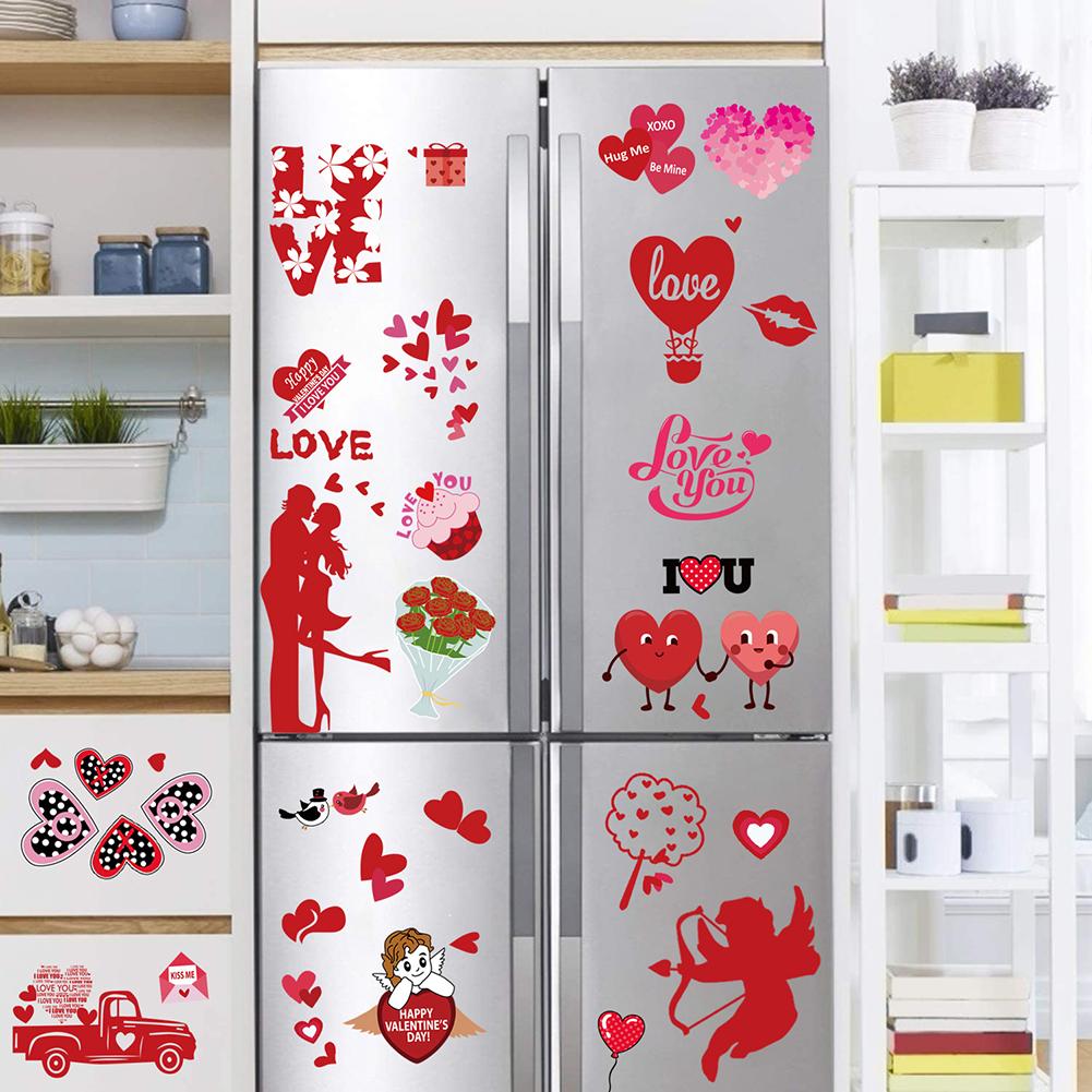 8 stücke Elektrostatische herz liebe bilden Zauberstab Aufkleber doppelseitige Gleiche Farbe Fenster Glas Kühlschrank Aufkleber Für Valentinstag